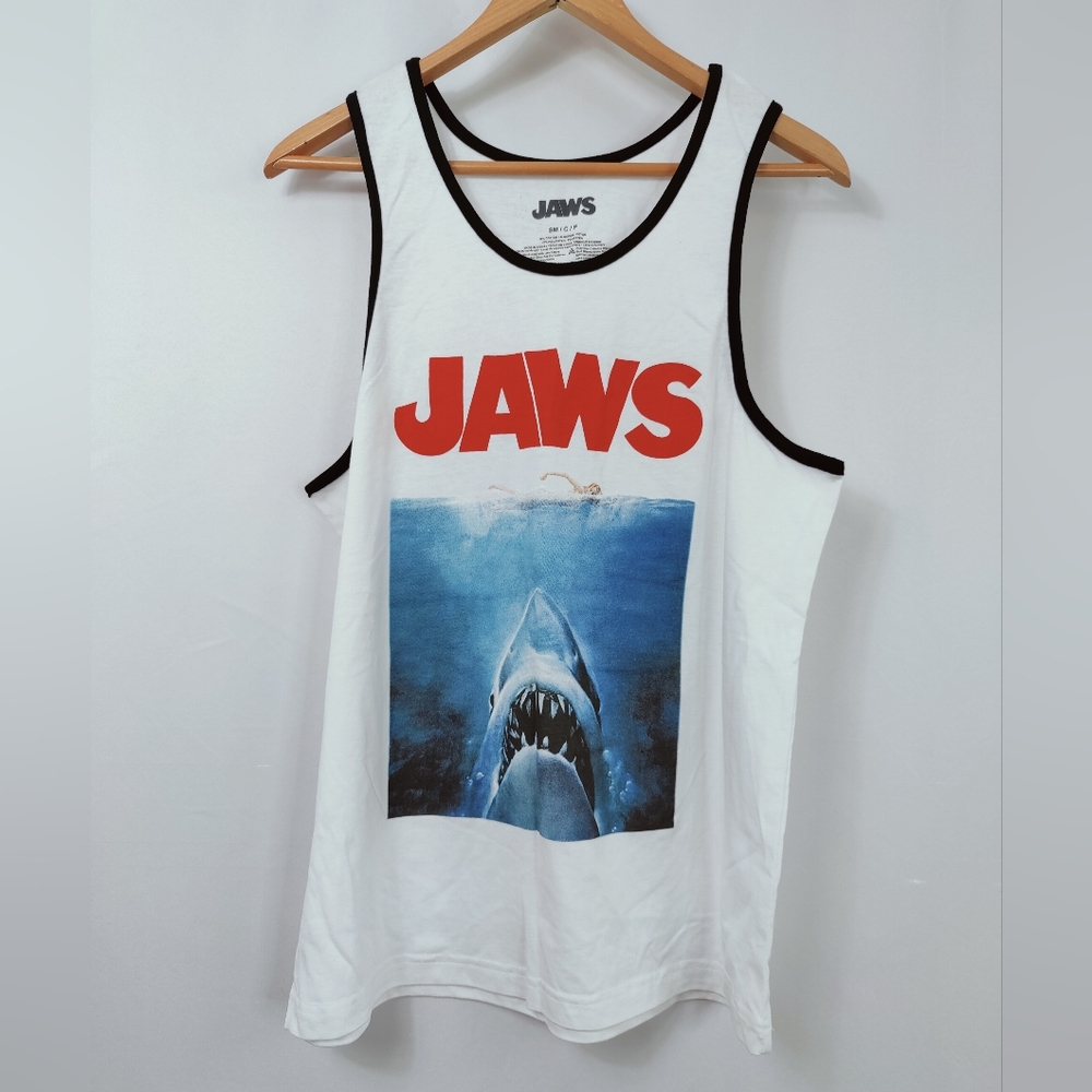 Jaws Classic Shark Movie Poster Men's Graphic Tank Top Sz S
